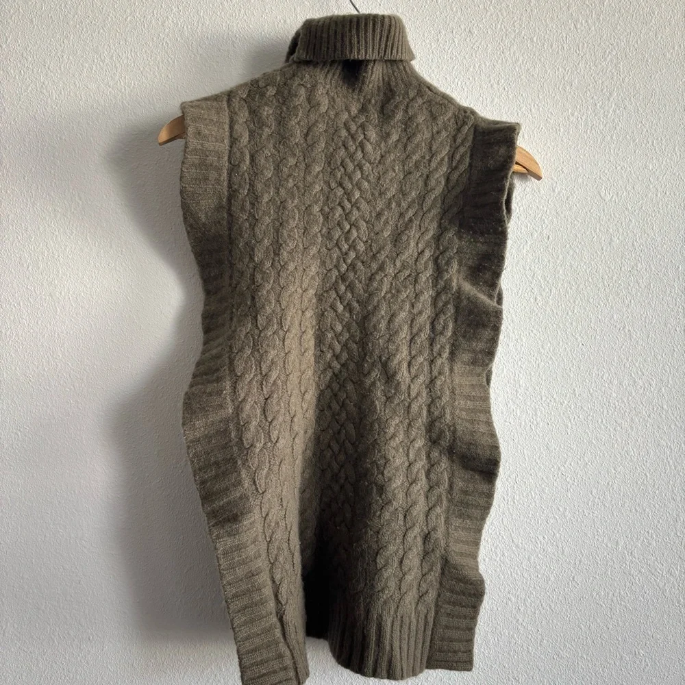 Mark Eisen Karoo Cashmere and Wool Olive/Brown Turtleneck Sweater Poncho Shrug